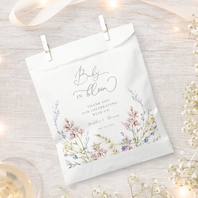 Wildflower Baby in Bloom Baby Shower  Favor Bag (Clipped)