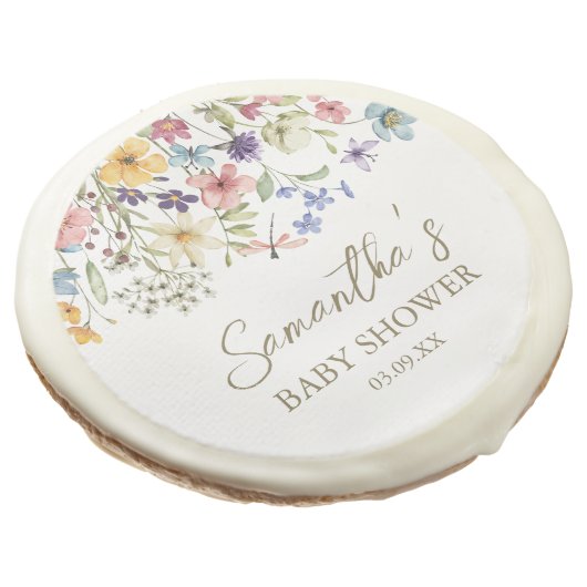  Wildflower Baby In Bloom Baby Shower Favor Sugar Cookie (Angled)