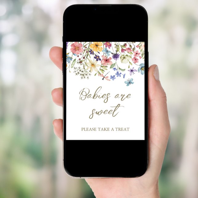 Wildflower Baby In Bloom Baby Shower Favors Sign (Front Digital)