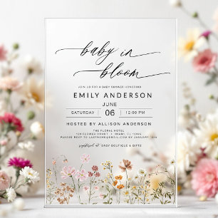 Wildflower Baby in Bloom Baby Shower Garden Acrylic Invitations