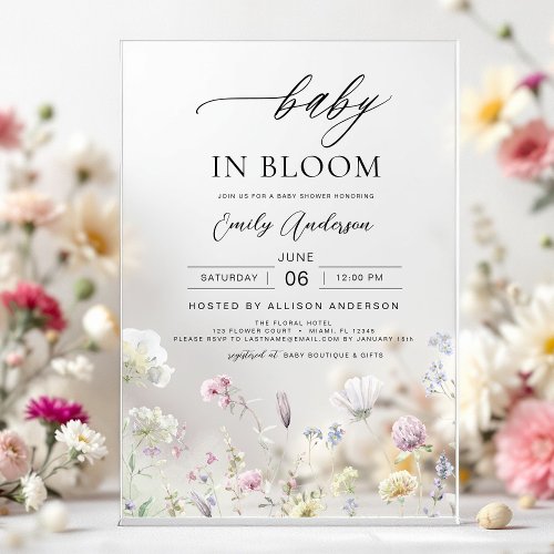 Spring Wildflower Floral or wildflower baby shower invitation