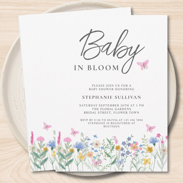 Wildflower Baby in Bloom Baby Shower Invitation (Creator Uploaded)
