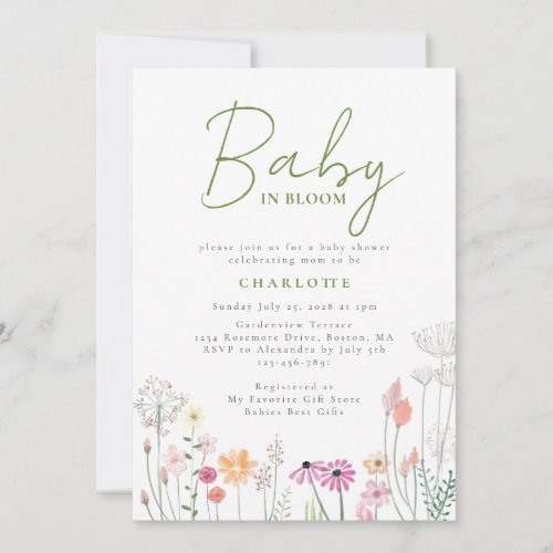 Wildflower Baby In Bloom Baby Shower Invitation