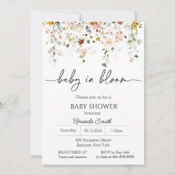 Wildflower Baby In Bloom Baby Shower Invitation by SugSpc_Invitations at Zazzle