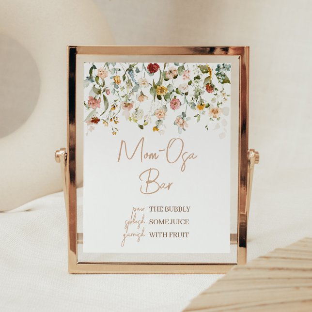 Wildflower Baby in Bloom Baby Shower Mom Osa Bar Poster (Boho Spring Floral Baby Shower Mom Osa Bar Sign)