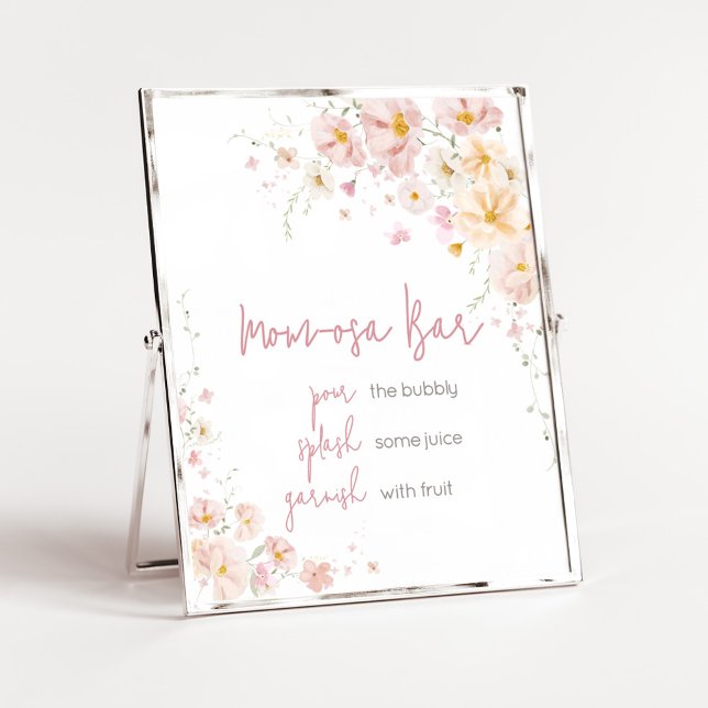 Wildflower Baby in Bloom Baby Shower Mom Osa Bar Poster (Baby in Bloom Baby Shower Mom Osa Bar Sign)