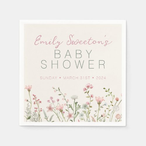 Wildflower Baby in Bloom Baby Shower Napkins