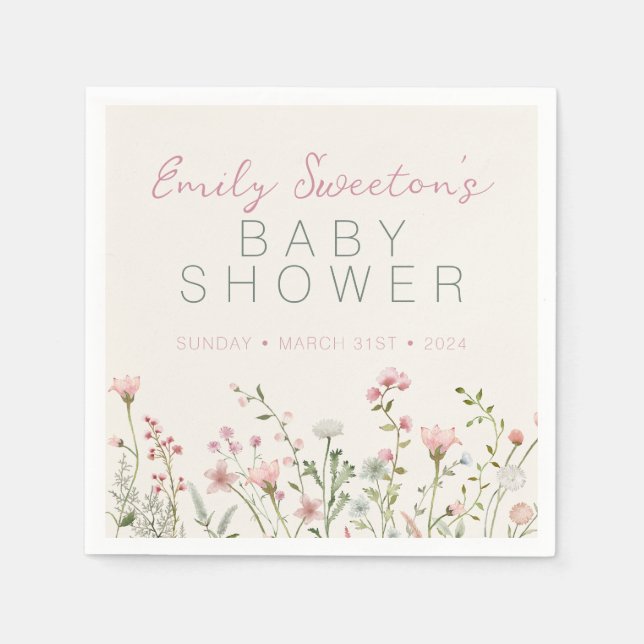 Wildflower Baby in Bloom Baby Shower Napkins (Front)