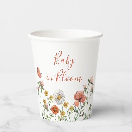 Wildflower Baby in Bloom baby shower Paper Cups