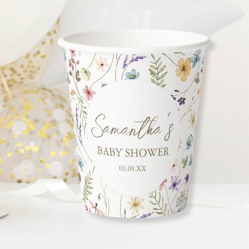 Wildflower Baby In Bloom Baby Shower  Paper Cups