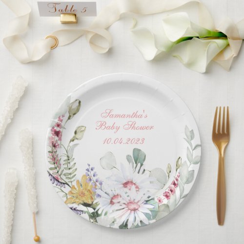  Wildflower Baby in Bloom Baby Shower Paper Plate