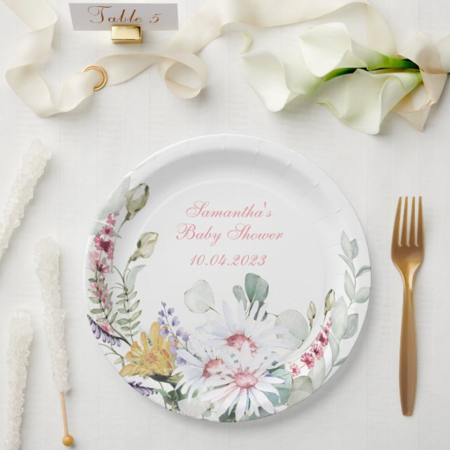  Wildflower Baby in Bloom Baby Shower Paper Plate (Wedding)