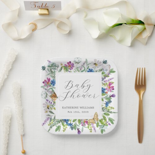 Wildflower Baby In Bloom Baby Shower Paper Plates