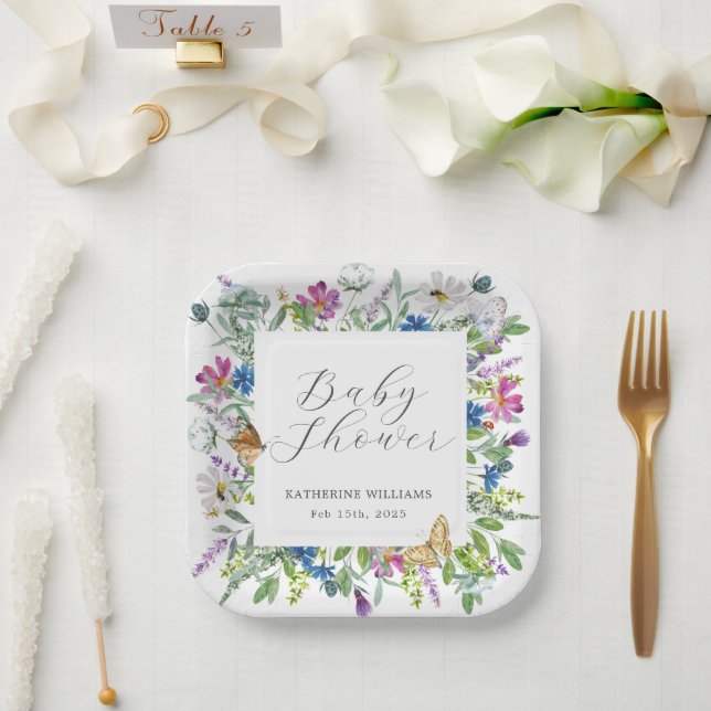 Wildflower Baby In Bloom Baby Shower Paper Plates (Wedding)