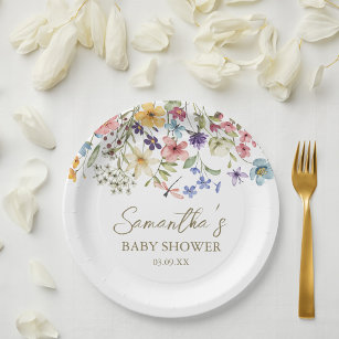 Wildflower Baby In Bloom Baby Shower Paper Plates