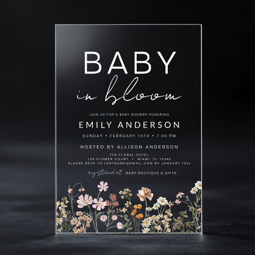 Wildflower Terracotta Floral or wildflower baby shower invitation