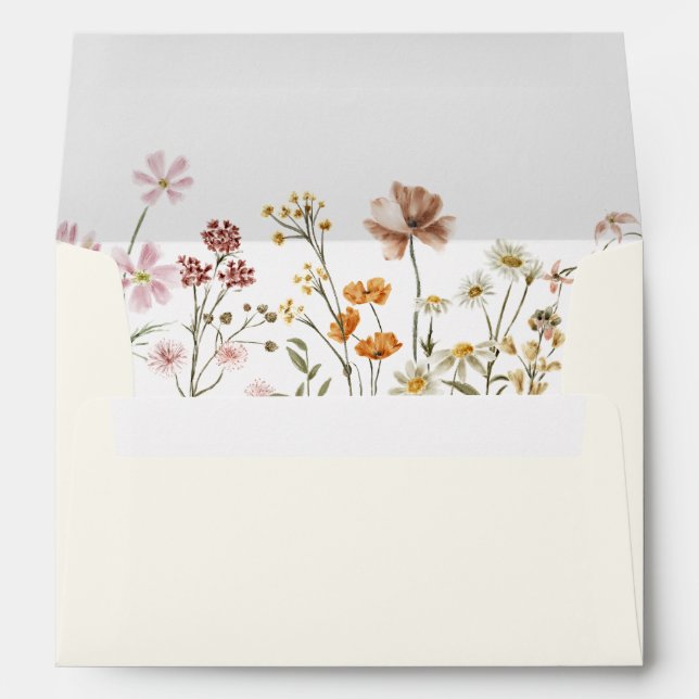 Wildflower Baby in Bloom Baby Shower Terracotta Envelope (Back (Bottom))
