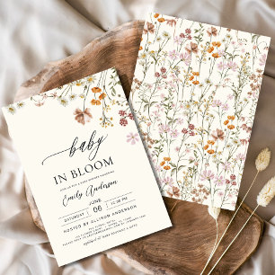 Wildflower Baby in Bloom Baby Shower Terracotta In Invitation