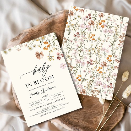 Wildflower Terracotta Floral or wildflower baby shower invitation