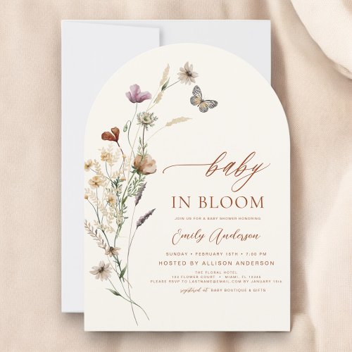 Wildflower Terracotta Floral or wildflower baby shower invitation