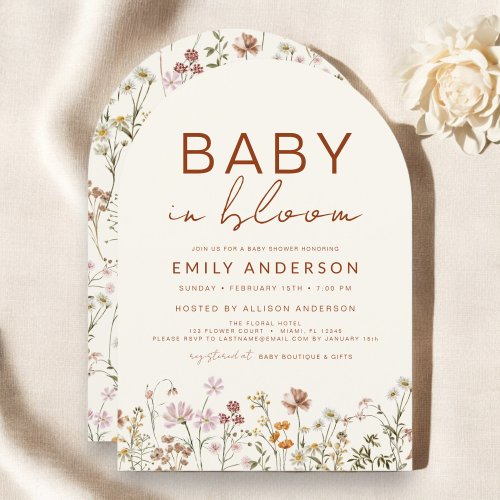 Wildflower Terracotta Floral or wildflower baby shower invitation