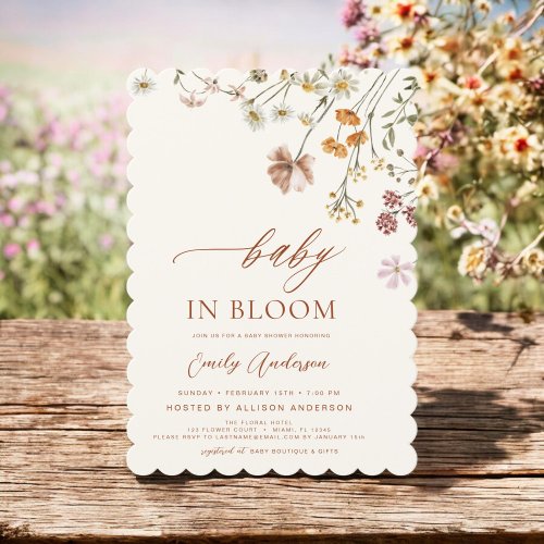 Wildflower Terracotta Floral or wildflower baby shower invitation