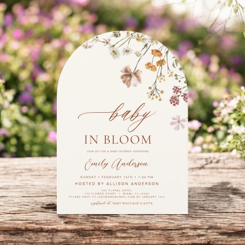 Wildflower Terracotta Floral or wildflower baby shower invitation
