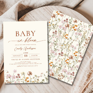 Wildflower Baby in Bloom Baby Shower Terracotta Invitation
