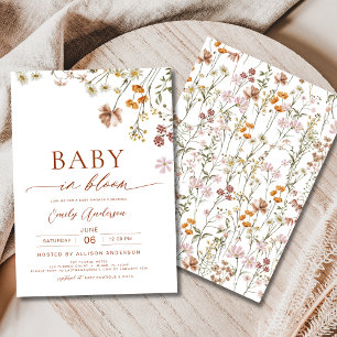 Wildflower Baby in Bloom Baby Shower Terracotta Invitation