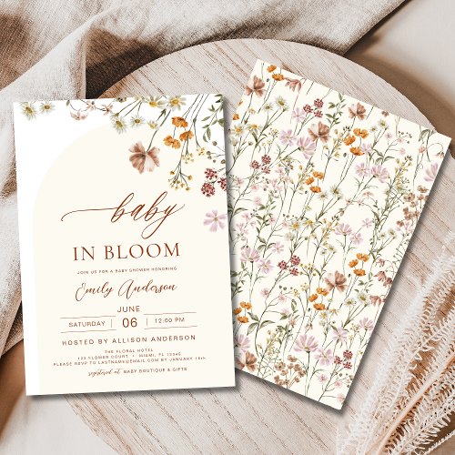 Wildflower Terracotta Floral or wildflower baby shower invitation