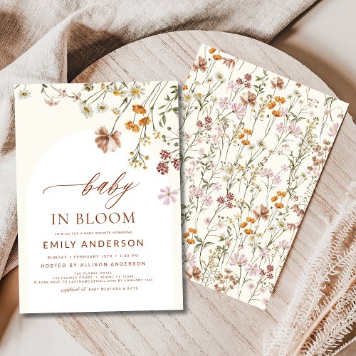 Wildflower Terracotta Floral or wildflower baby shower invitation