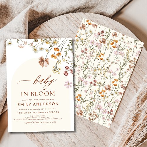 Wildflower Terracotta Floral or wildflower baby shower invitation