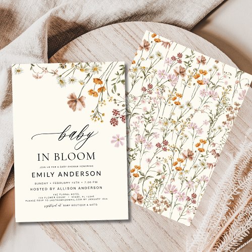 Wildflower Terracotta Floral or wildflower baby shower invitation