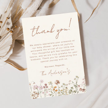 Wildflower Baby In Bloom Baby Shower Terracotta Thank You Card by Hot_Foil_Creations at Zazzle