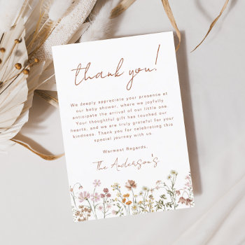 Wildflower Baby In Bloom Baby Shower Terracotta Thank You Card by Hot_Foil_Creations at Zazzle