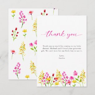 Wildflower Baby in Bloom Baby Shower Thank you Card