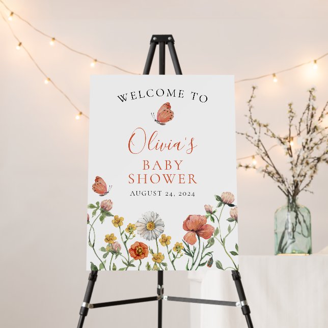 Wildflower Baby in Bloom baby shower Welcome Foam Board (In Situ (Stand))