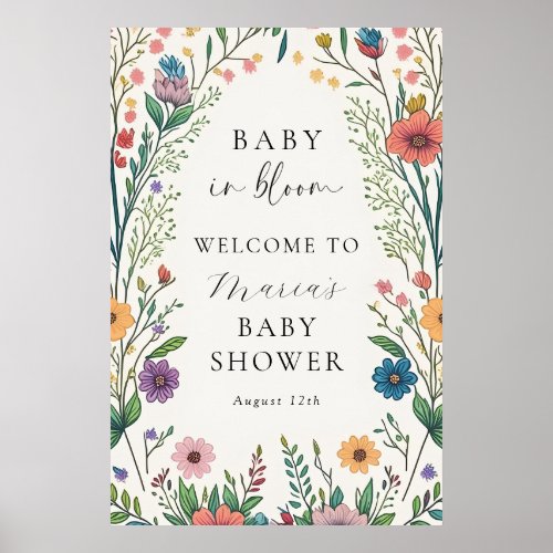 Wildflower Baby In Bloom Baby Shower Welcome Poster