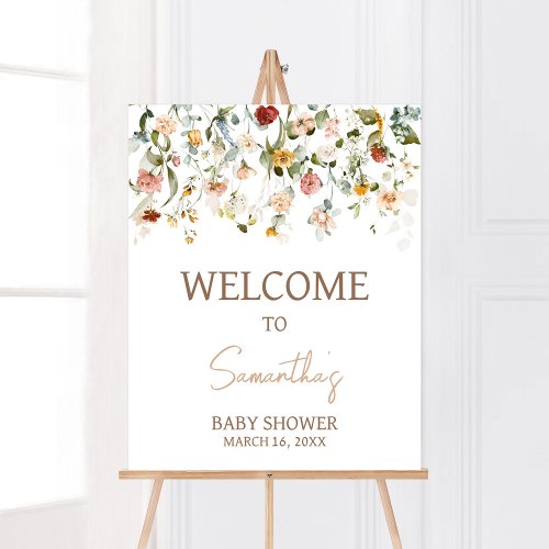 Wildflower Baby in Bloom Baby Shower Welcome Poster