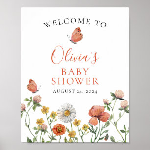 Wildflower Baby in Bloom baby shower Welcome Poster