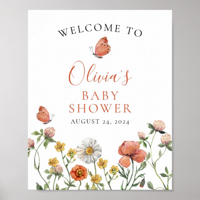 Wildflower Baby in Bloom baby shower Welcome Poster (Front)
