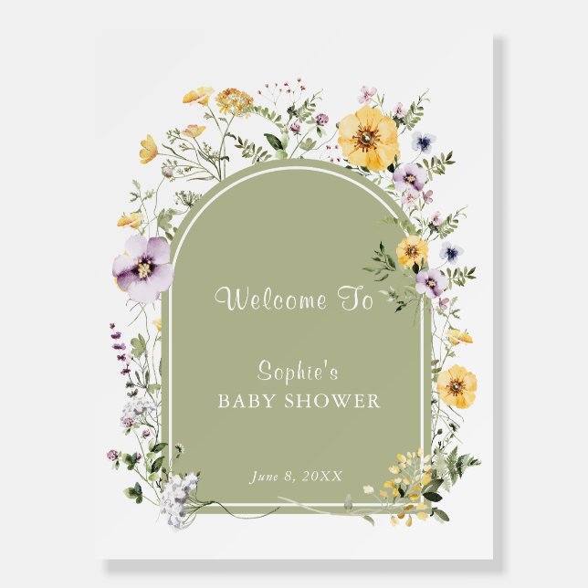 Wildflower Baby In Bloom Baby Shower Welcome Sign (Front)