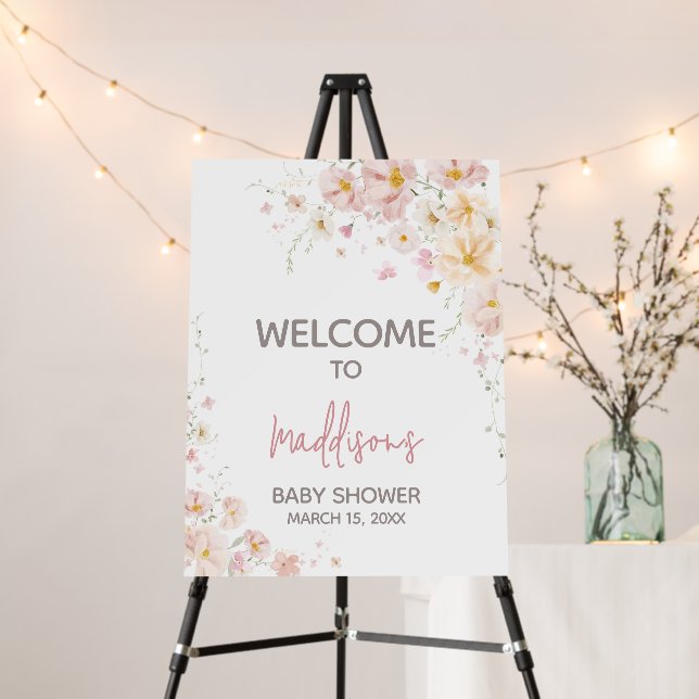 Wildflower Baby in Bloom Baby Shower Welcome Sign (In Situ (Stand))