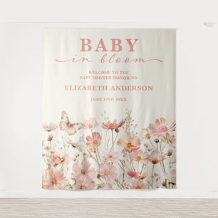 Wildflower Baby in Bloom Baby Shower Welcome Sign Tapestry
