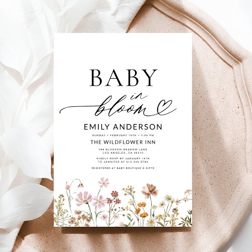 Wildflower Floral or wildflower baby shower invitation