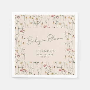 Wildflower Baby in Bloom Boho Floral Baby Shower Napkins