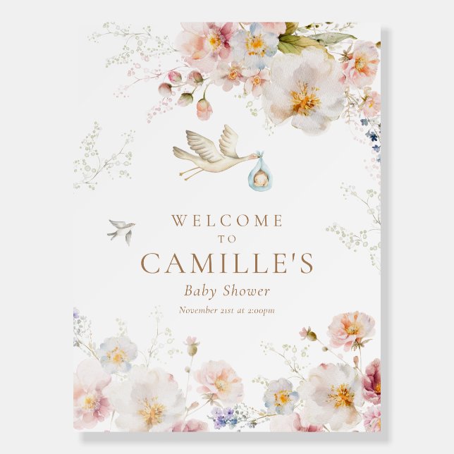 Wildflower Baby in Bloom Boy Baby Shower Foam Board (Front)