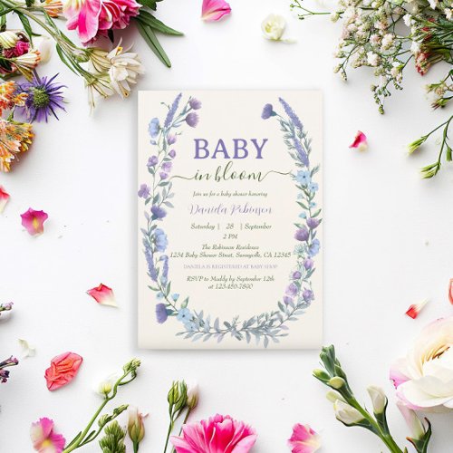 Wildflower Baby In Bloom Boy Baby Shower Invitation