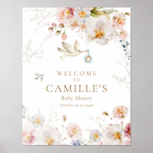 Wildflower Baby in Bloom Boy Baby Shower Poster