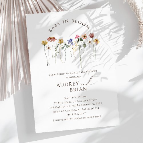 Wildflower Baby In Bloom Couples Baby Shower Invitation